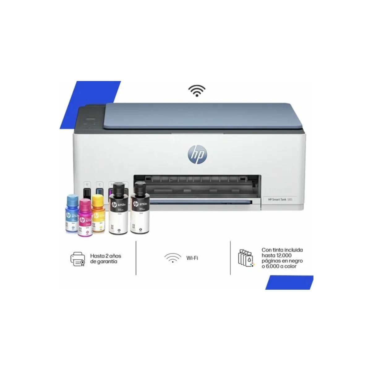 HP - Impresora Multifuncional HP Smart Tank 585 Wifi + resma