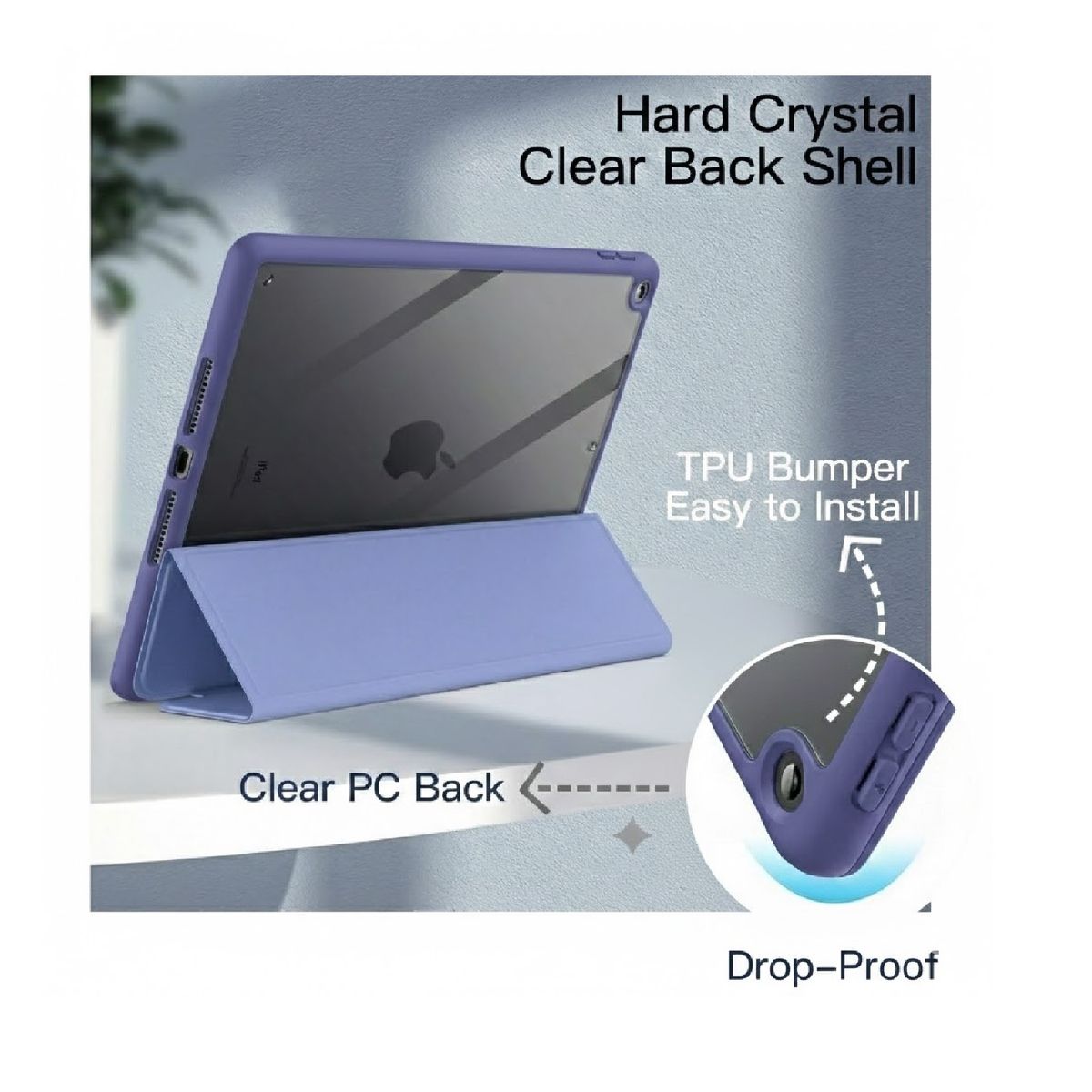 GENERICO - Estuche Protector Smart Clear Magnético Para Ipad 10.2 7a, 8a, 9a Generación - Color Morado