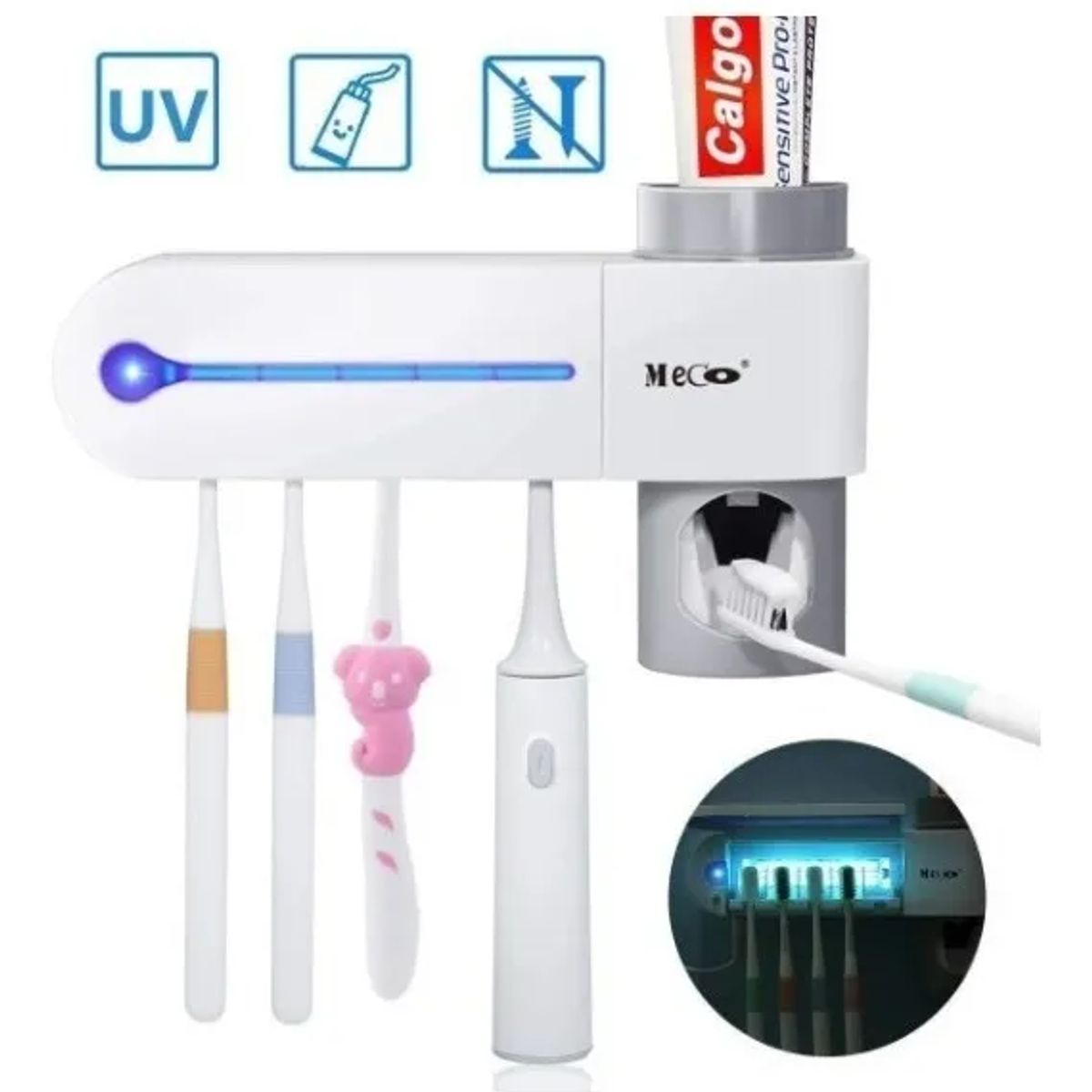 HOME - Dispensador De Crema Dental Esterilización Uv Cepillos