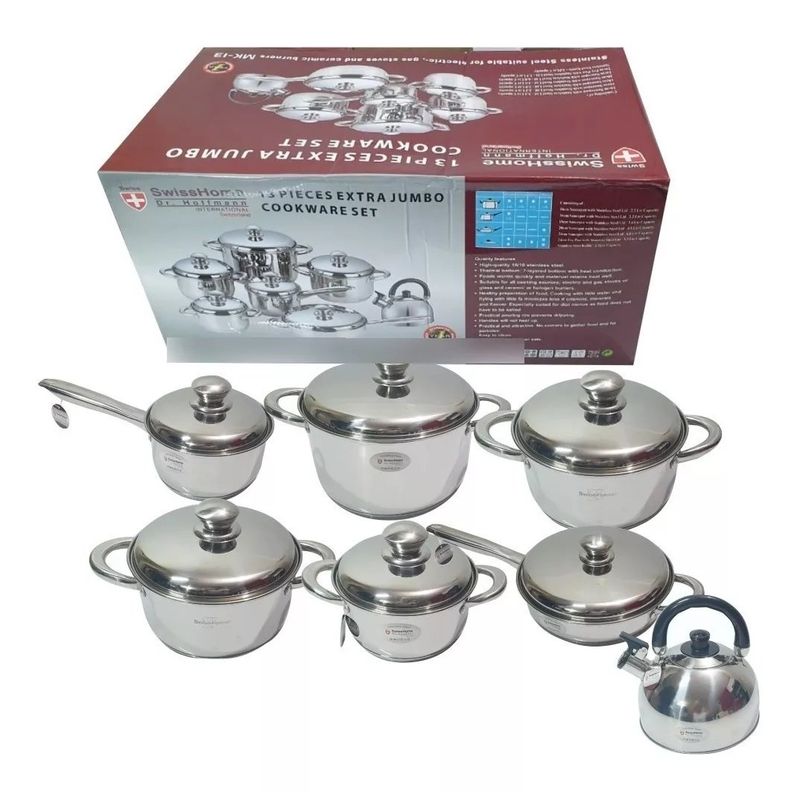 SWISSHOME - Juego De Ollas Acero Inoxidable Swisshome X 13 Gratis Tetera