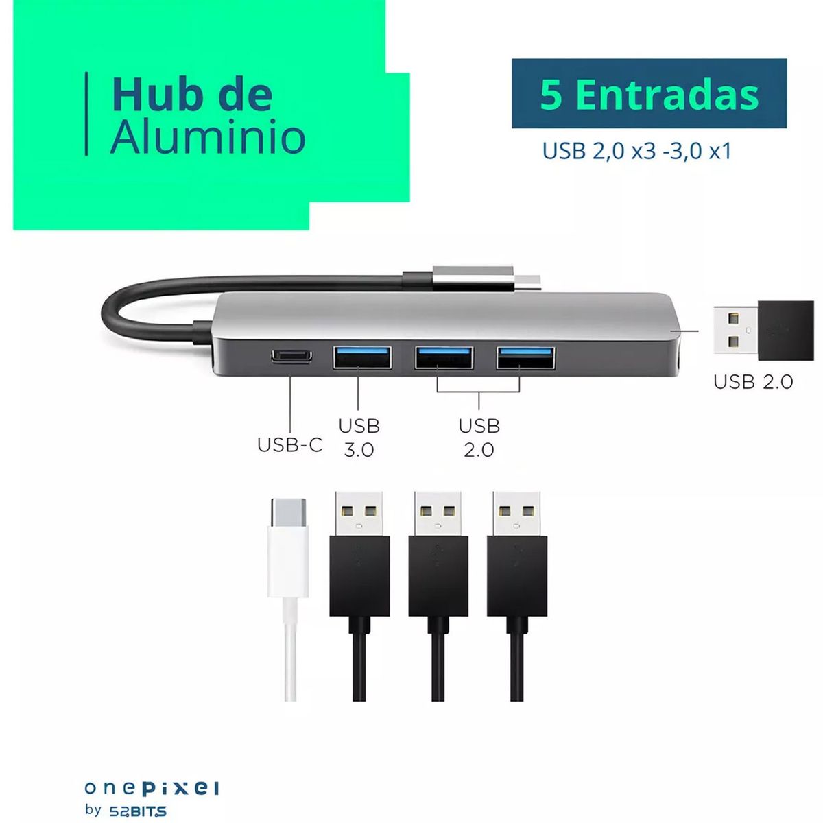 ONE PIXEL - Hub Adaptador Usb C Multipuerto 5 En 1 Para Mac Macbook