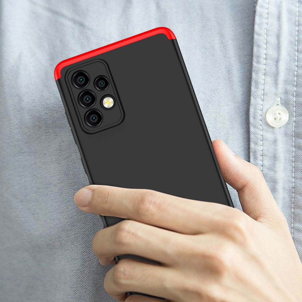 GENERICO - Funda Carcasa Estuche Protector Para Samsung A72 Negro Rojo