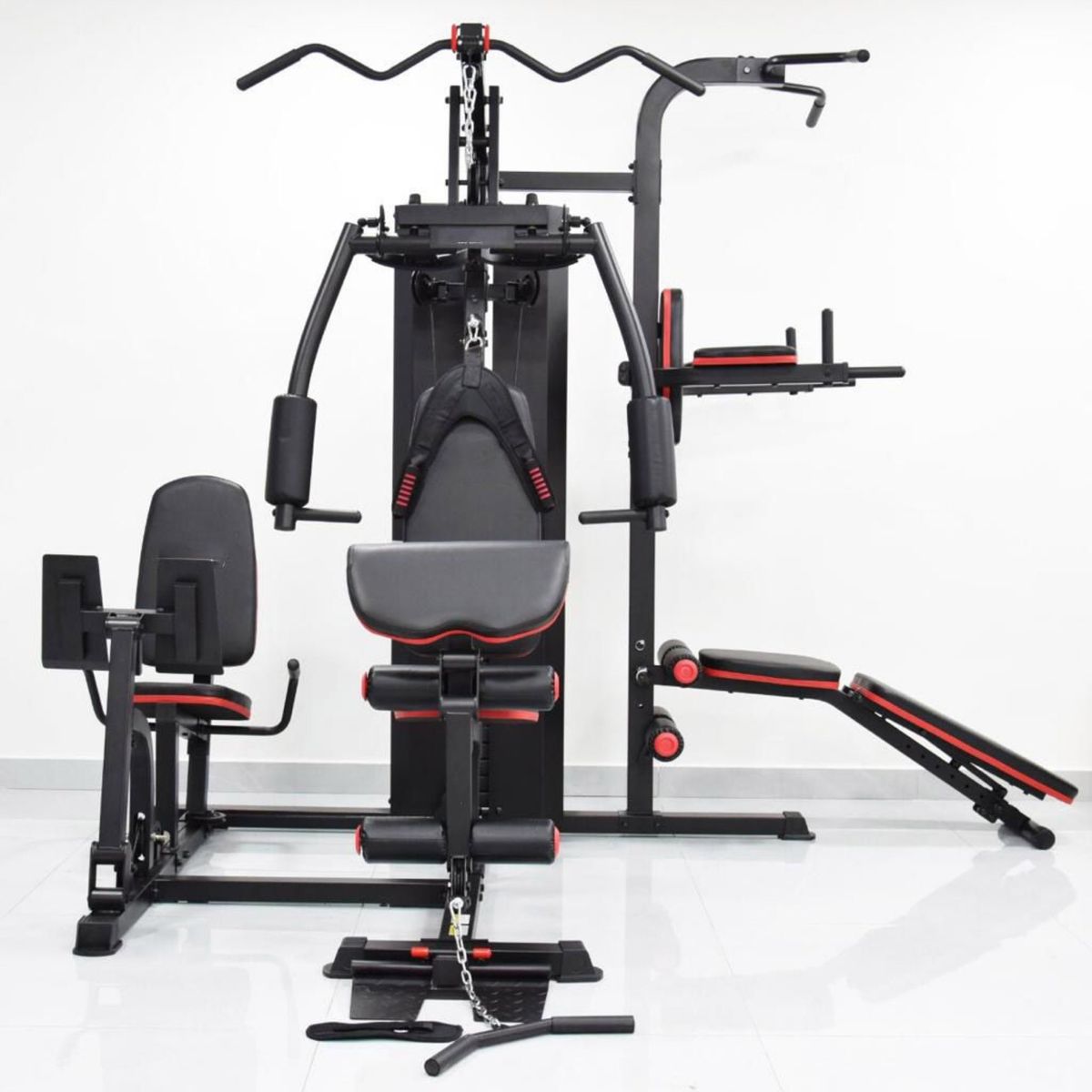 MOVIFIT - Multigimnasio Premium MS632 3 Estaciones, Prensa Piernas, Torre 72 Kg/159 Lbs, Accesorios