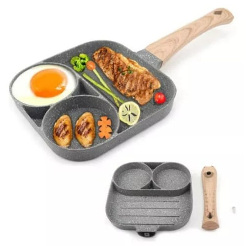 GENERICO - Sarten Antiadherente 3 Puestos Para Huevos Arepas Pancakes