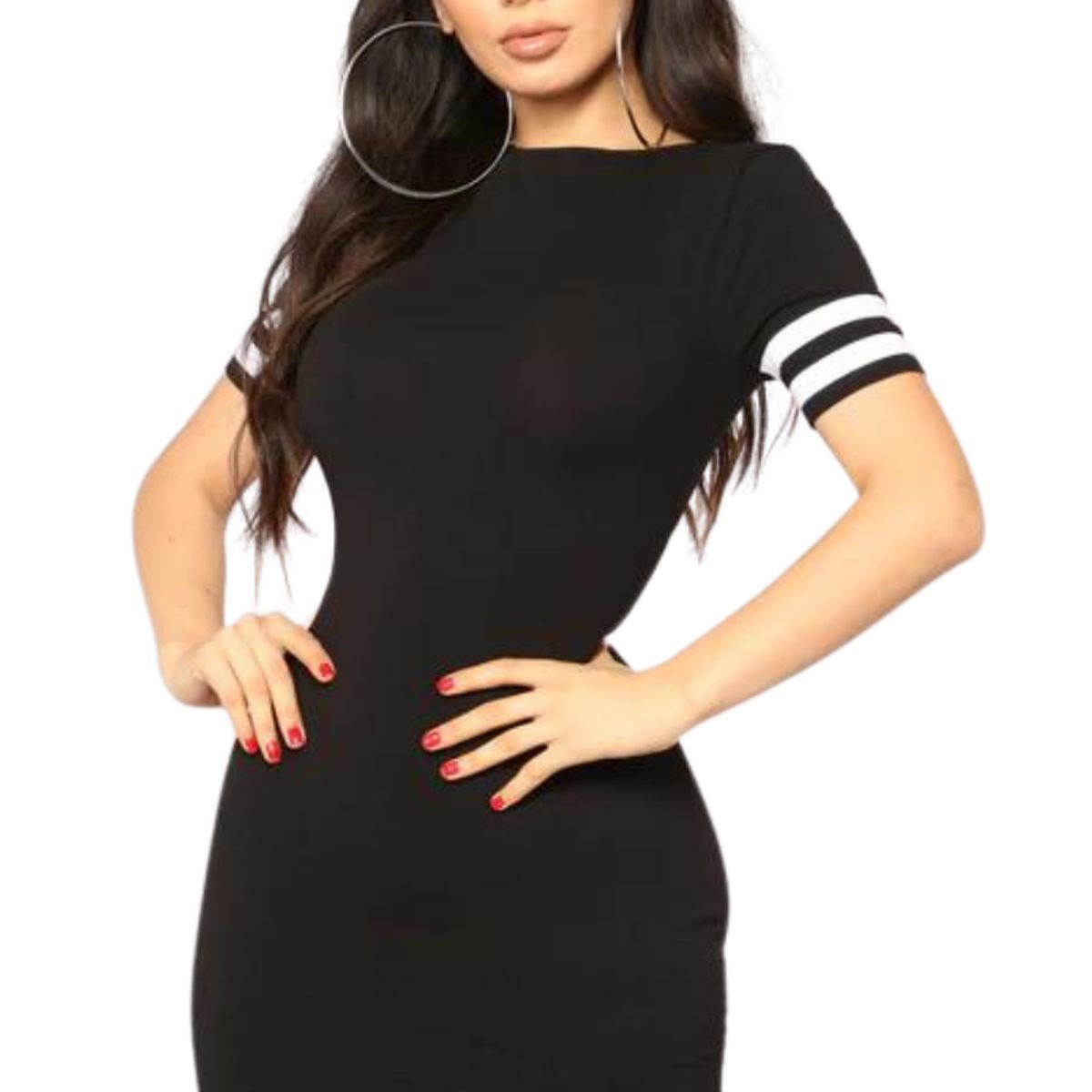 NEGRELI - VESTIDO CASUAL CON MANGAS COMBINADAS REF-1019