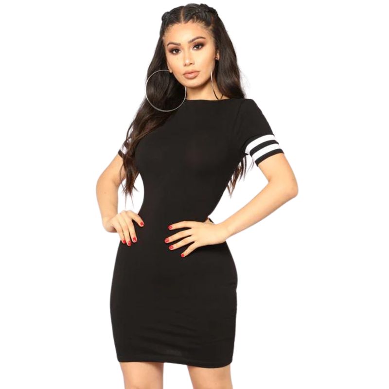 NEGRELI - VESTIDO CASUAL CON MANGAS COMBINADAS REF-1019