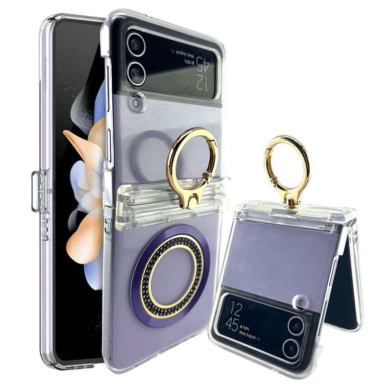 GENERICO - Funada Estuche Case Luxury Compatible Samsung Z Flip 3 y 4 Morado