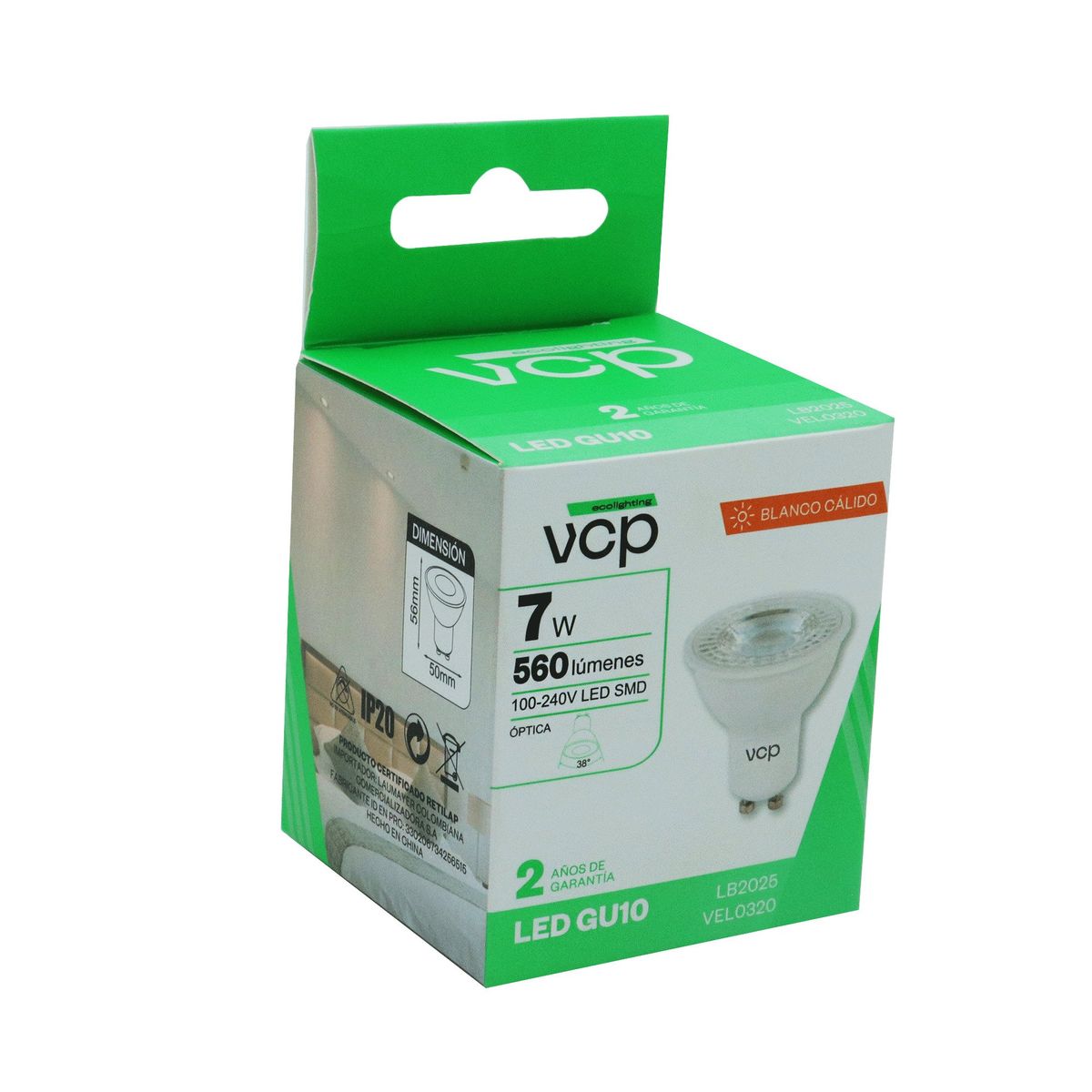 VCP - Ojo De Buey Negro Led Luz Cálida Redondo 7w Certificado