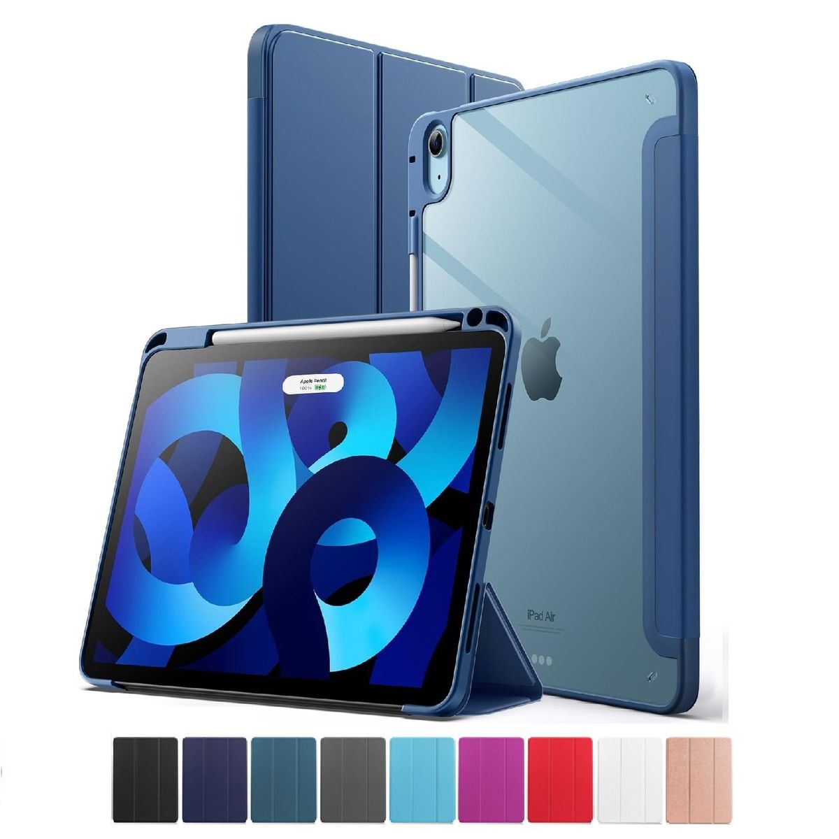GENERICO - Estuche Protector Smart Clear Para Ipad Air 11 Chip M2 2024 Y Ipad Air 11 Chip M3 2025 Color Azul