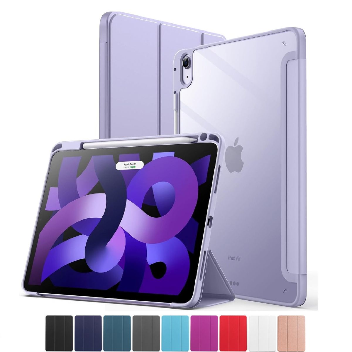 GENERICO - Estuche Protector Smart Clear Para Ipad Air 11 Chip M2 2024 Y Ipad Air 11 Chip M3 2025 Color Morado