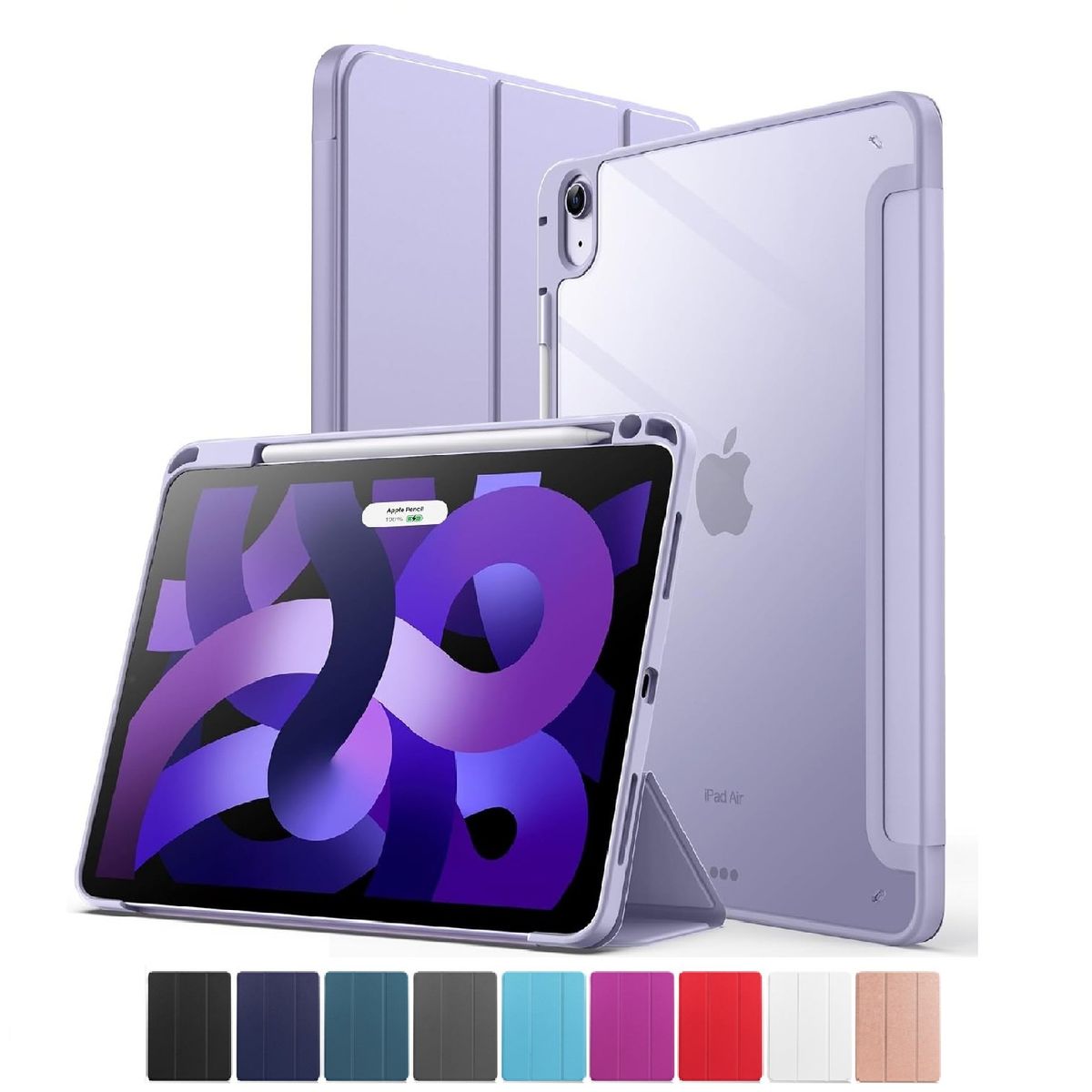 GENERICO - Estuche Protector Smart Clear Para Ipad Air 11 Chip M2 2024 Y Ipad Air 11 Chip M3 2025 Color Morado