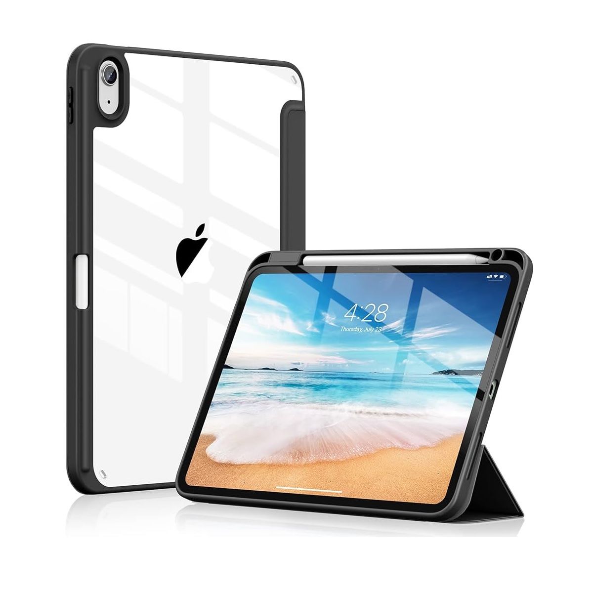 GENERICO - Estuche Protector Smart Clear Para Ipad Air 11 Chip M2 2024 Y Ipad Air 11 Chip M3 2025 Color Negro