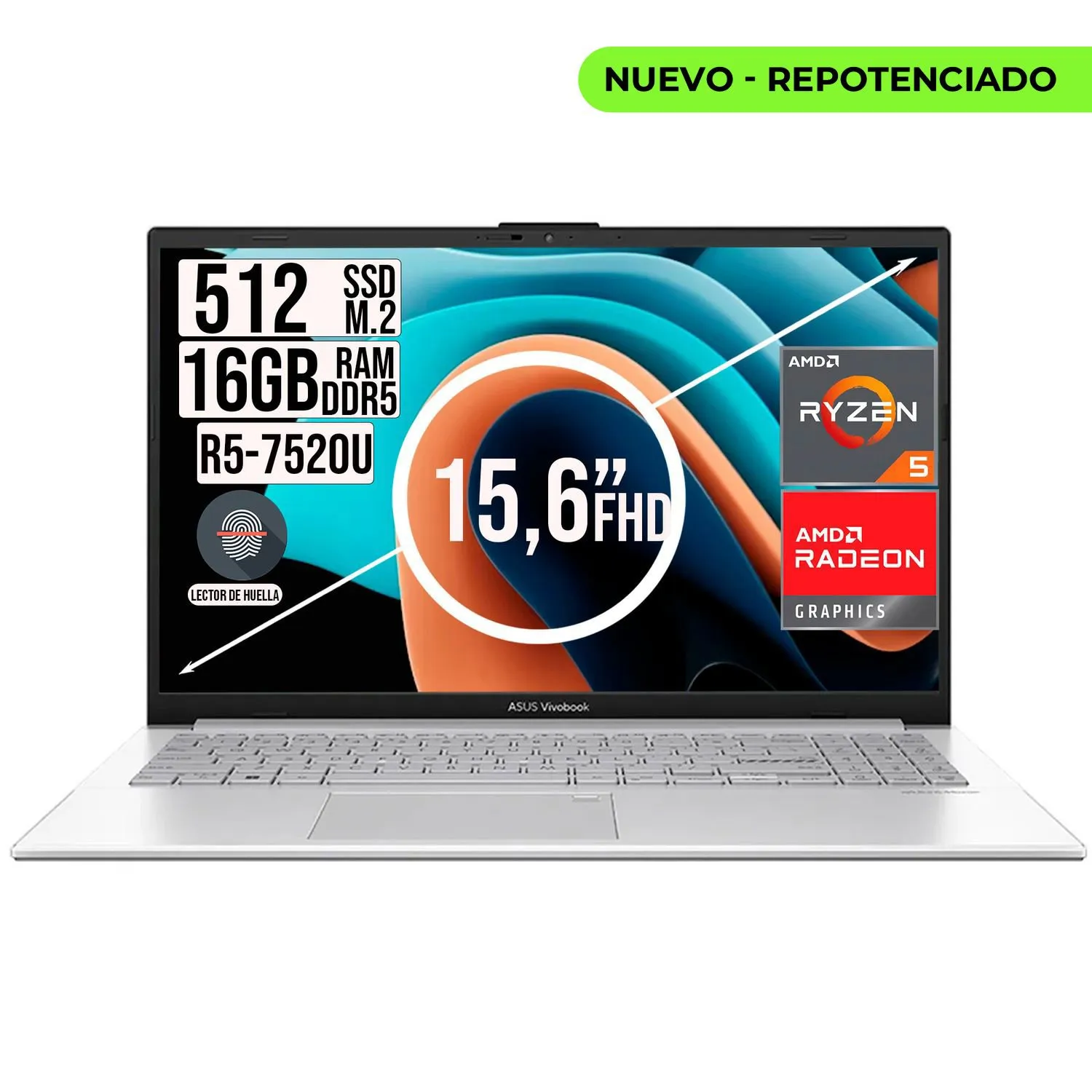 Portátil ASUS Vivobook Go 15 Ryzen 5 7520U 16GB RAM 512GB SSD 15.6