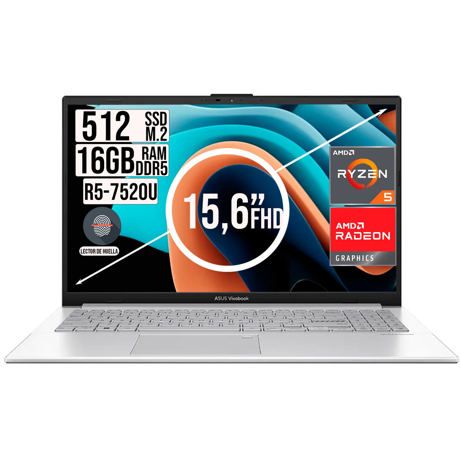 Portátil ASUS Vivobook Go 15 Ryzen 5 7520U 16GB RAM 512GB SSD 15.6