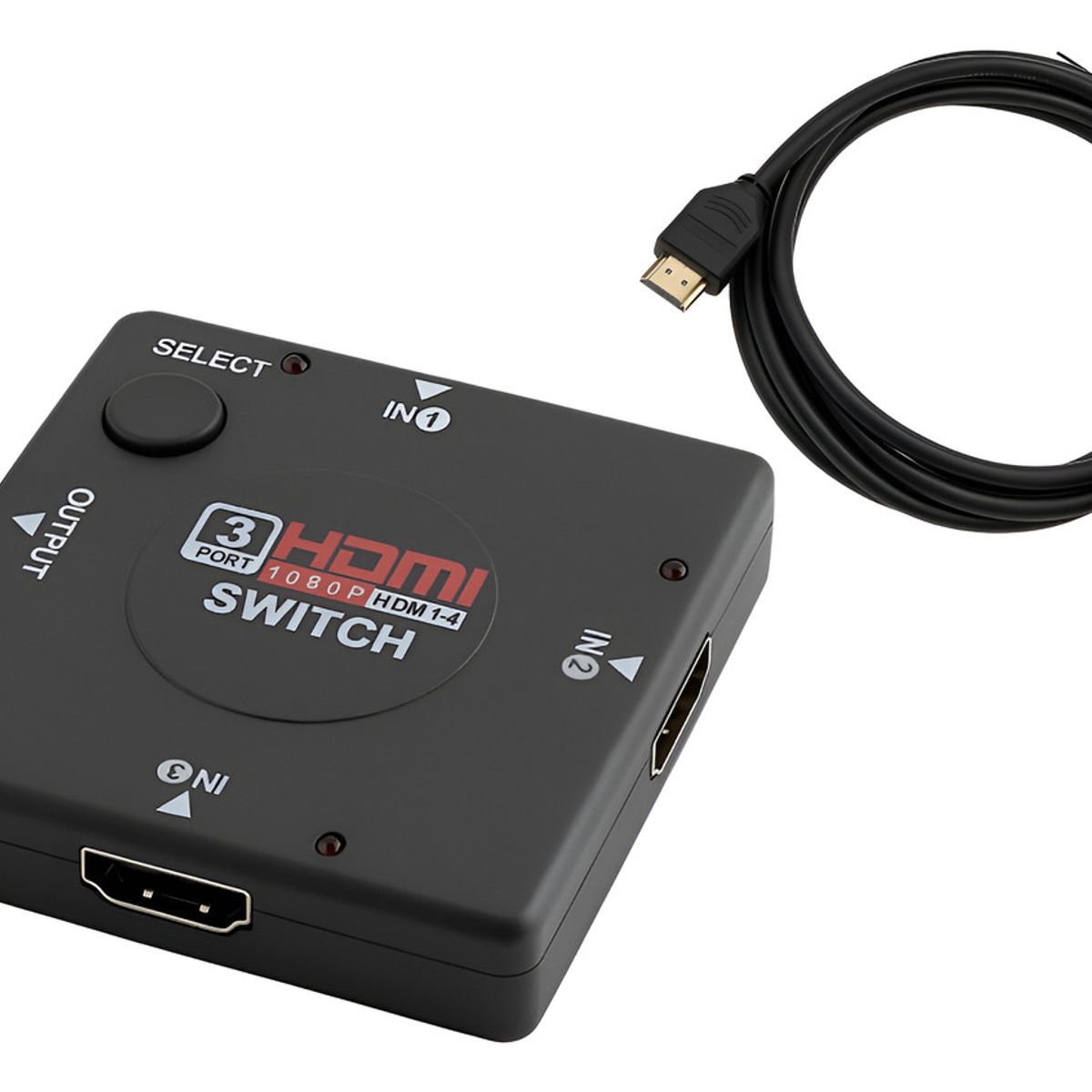 GENERICO - Switch Multipuerto Hdmi 3 Entradas Y 1 Salida + Cable 1.50m