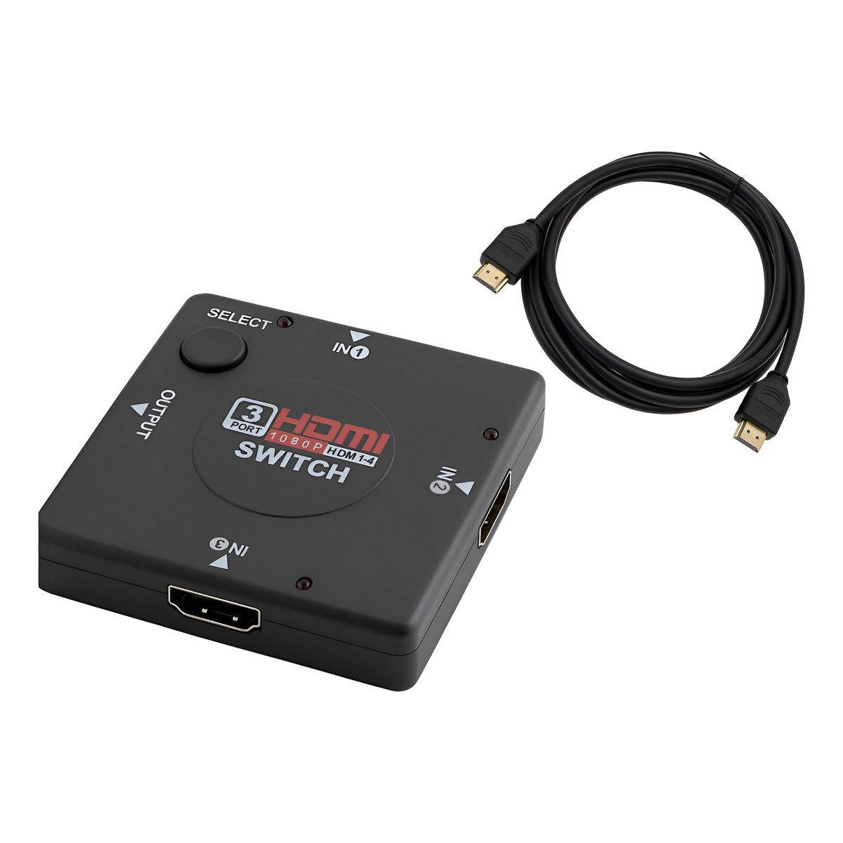 GENERICO - Switch Multipuerto Hdmi 3 Entradas Y 1 Salida + Cable 1.50m