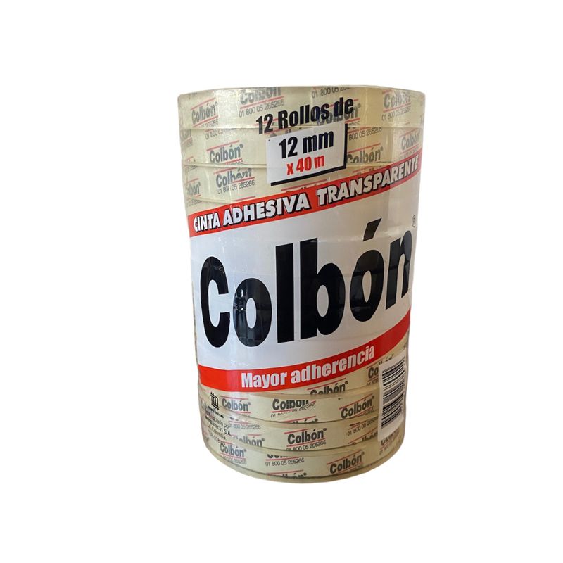 COLBON - Cinta Transparente 12mm X 40m Marca Colbon 12 Rollos