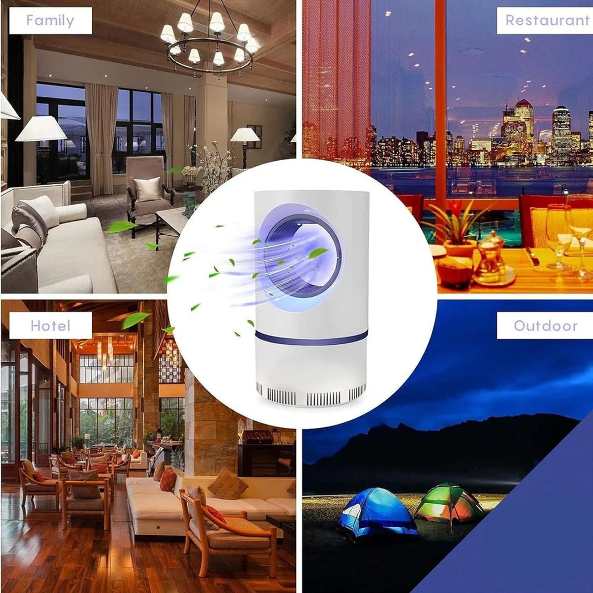 GENERICO - Lámpara Mata Mosquitos USB con Sistema de Succión