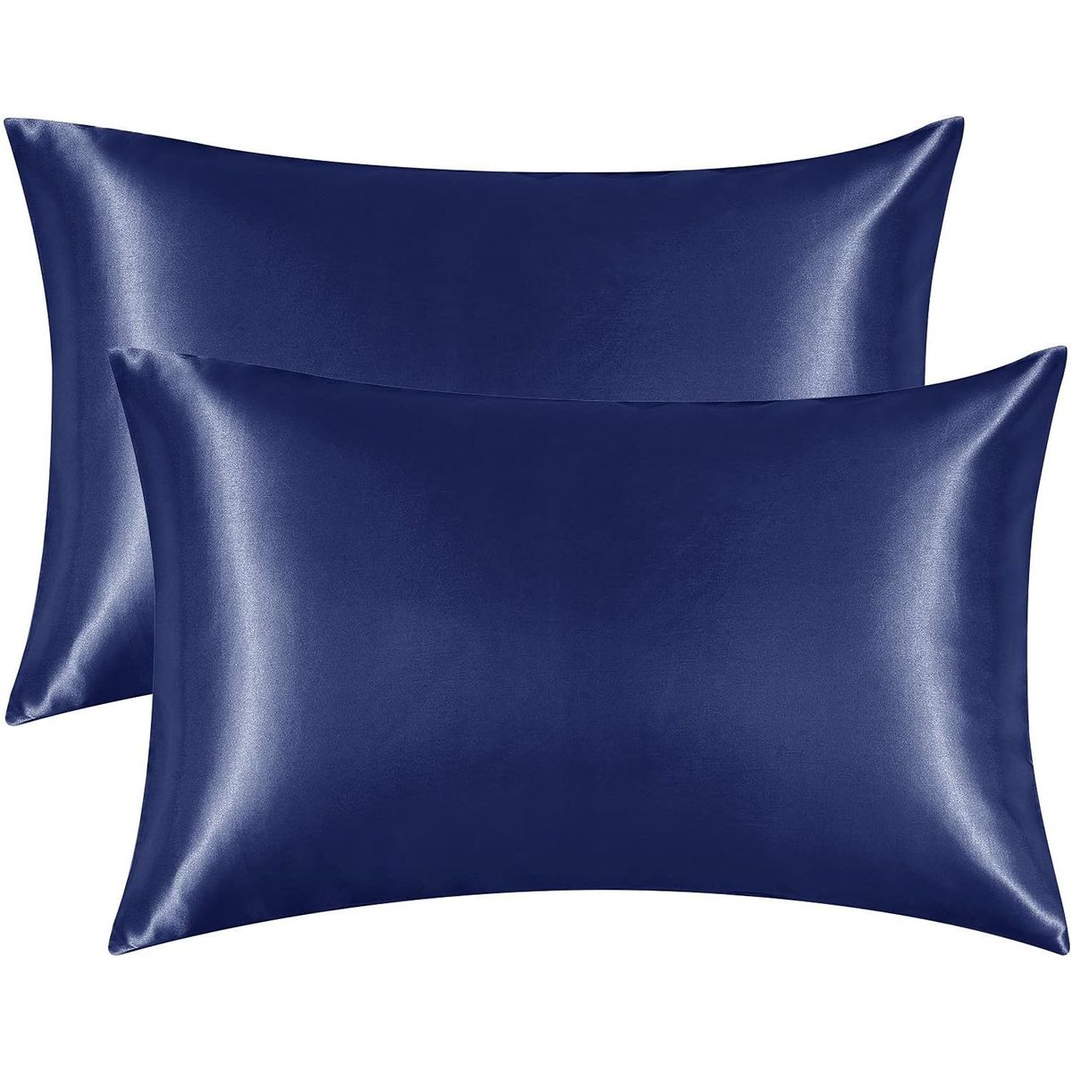 ONE PIXEL - Funda Almohada Satin Saten Tipo Seda Set X2 Unids Color 76x50 Azul Marino