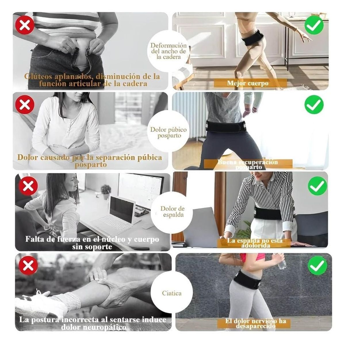 GENERICO - Cinturón Ciática Cadera Lumbar Pelvis Dolor Espalda Alivio 140CM
