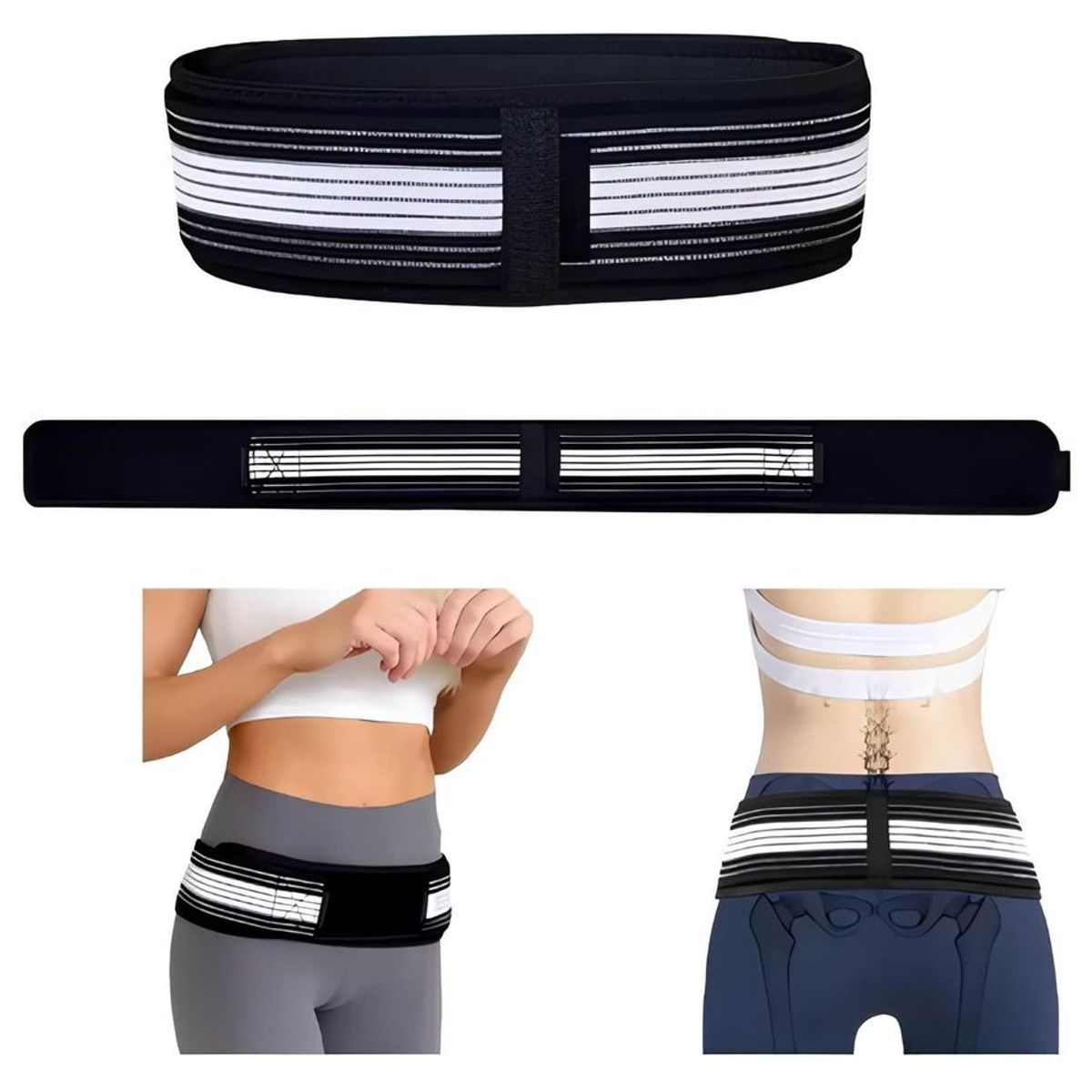 GENERICO - Cinturón Ciática Cadera Lumbar Pelvis Dolor Espalda Alivio 120CM