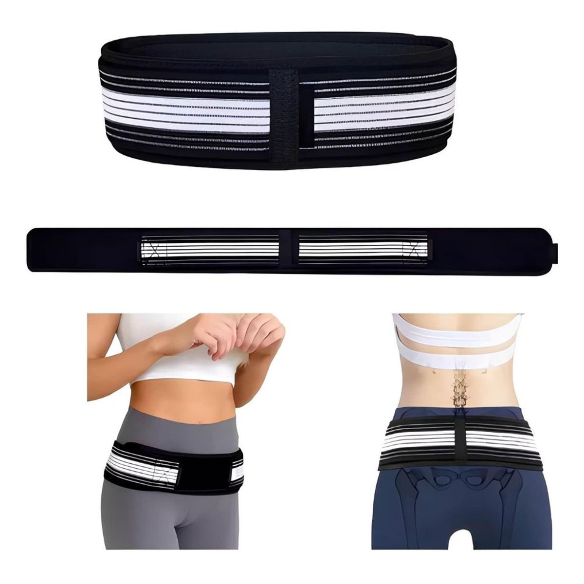 GENERICO - Cinturón Ciática Cadera Lumbar Pelvis Dolor Espalda Alivio 120CM