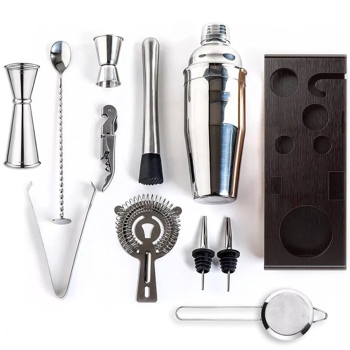 ONE PIXEL - Juego Bartender Coctelera Utensilios Bar Inoxidable 12 Pzs