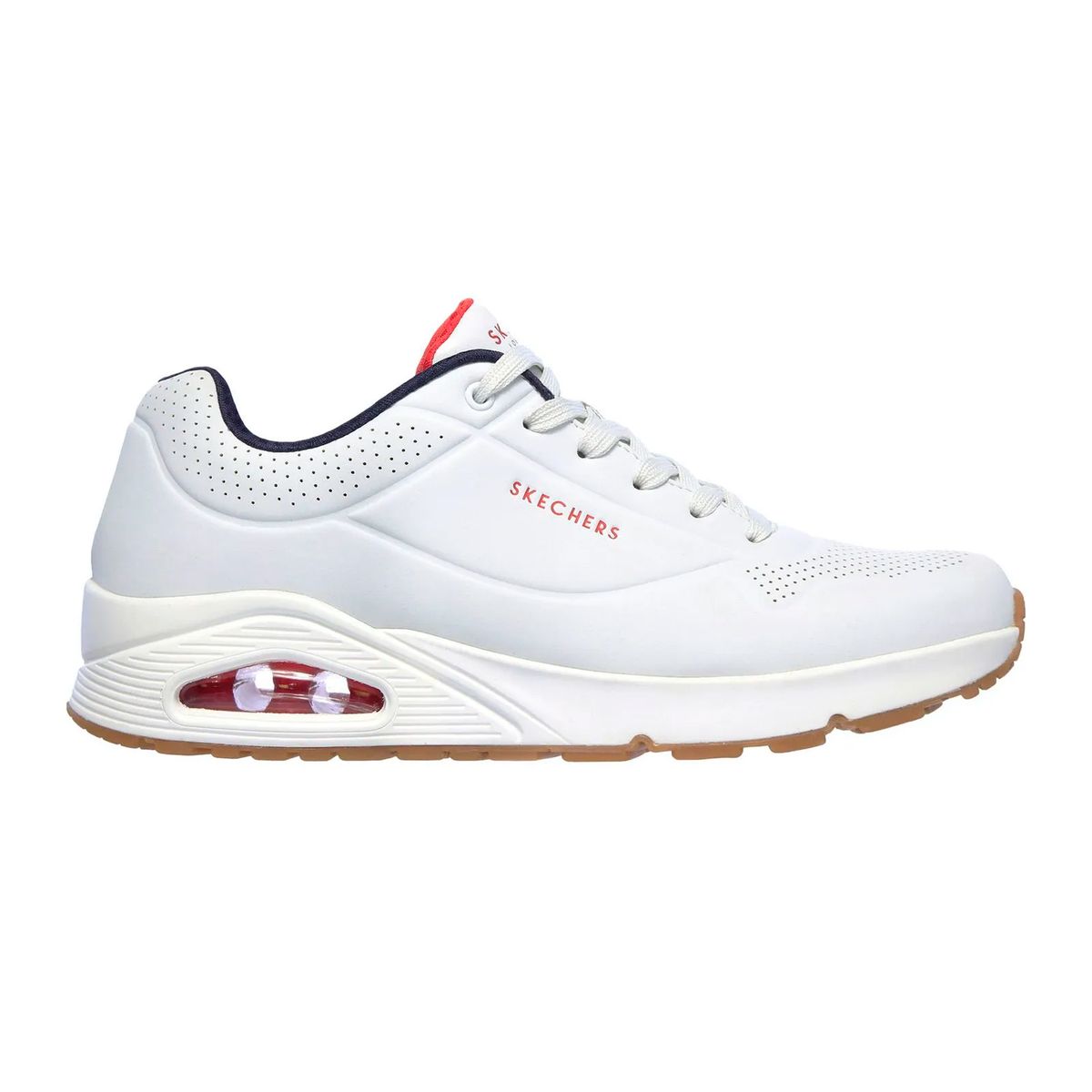 SKECHERS - TENIS SKECHERS BLANCO PARA HOMBRE SK UNO STAND ON AIR WHITE NAVY