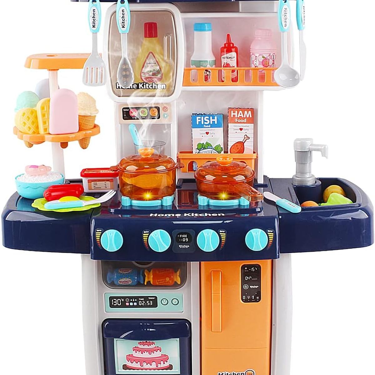 JUGUETERIA EXPRESS - Cocina Infantil Con Agua, Luces, Sonido, Vapor 35 Accesorios