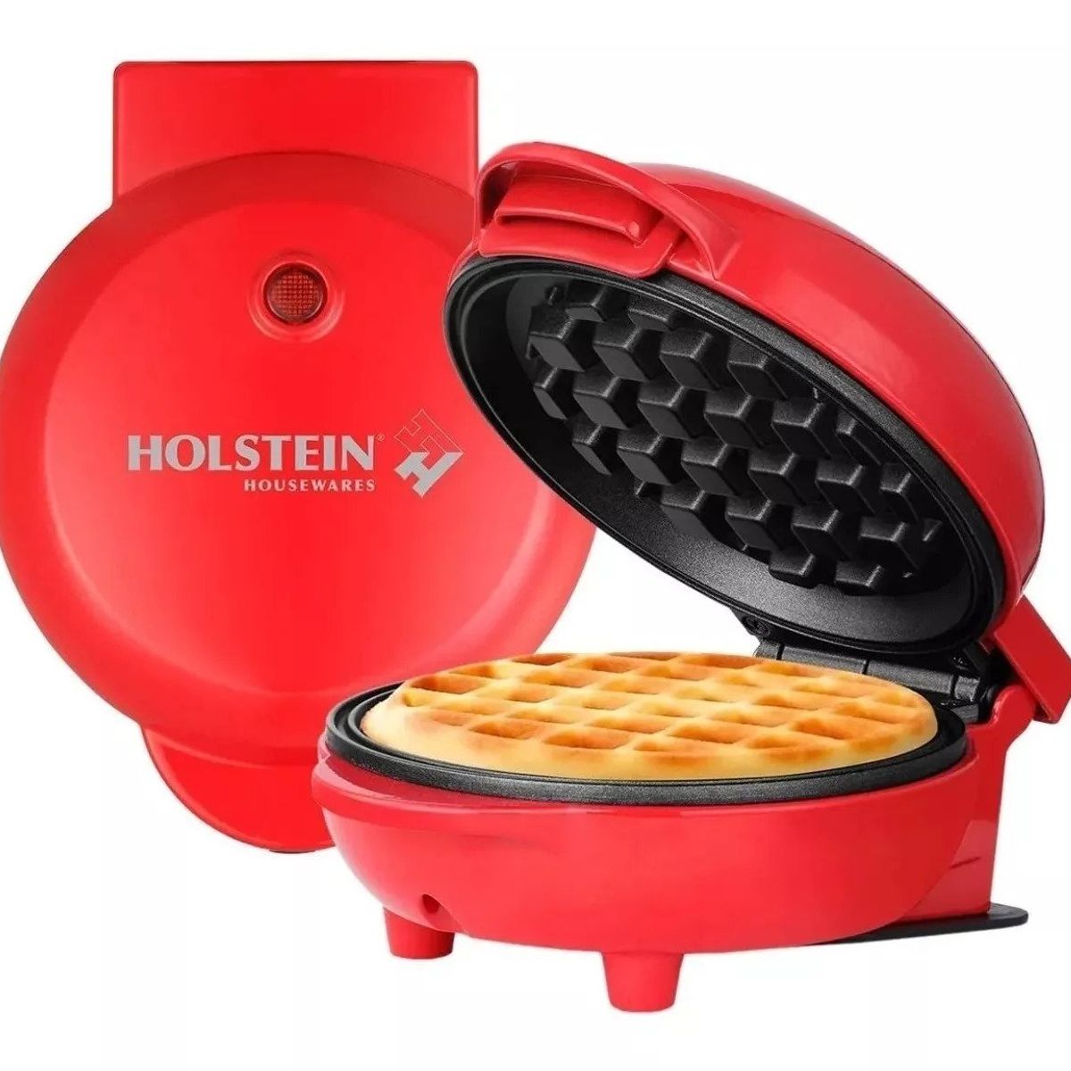 HOLSTEIN HOUSEWARES - Waflera Redonda Holstein Housewares Wafles Rojo
