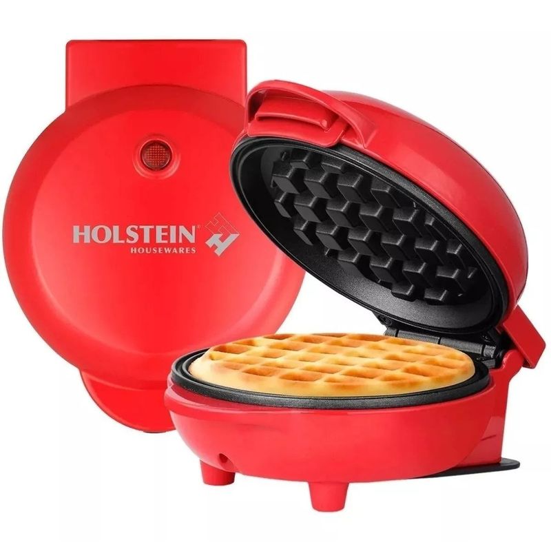 HOLSTEIN HOUSEWARES - Waflera Redonda Holstein Housewares Wafles Rojo