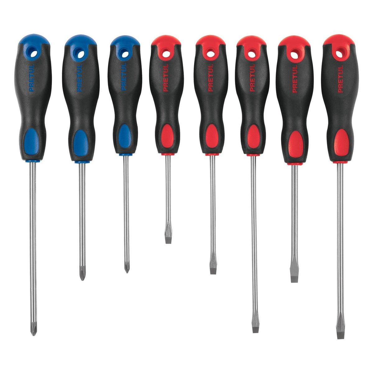 PRETUL - Juego x8 destornilladores Pretul comfort grip magnéticos