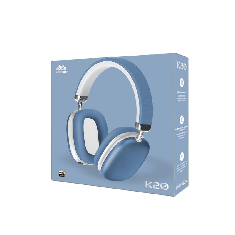 MOVISUN - Audífonos Diadema Movisun K20 Inalámbricos Con Micrófono azul