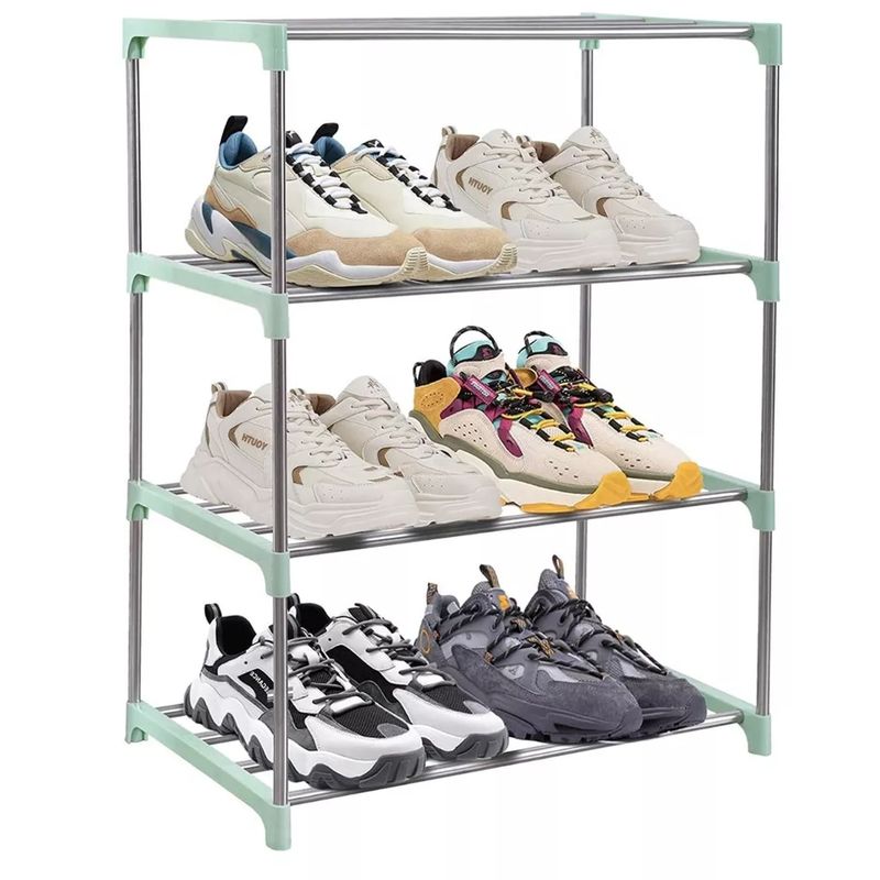 GENERICO - Zapatero Metálico Organizador de 4 Niveles - Shoe Rack Compacto