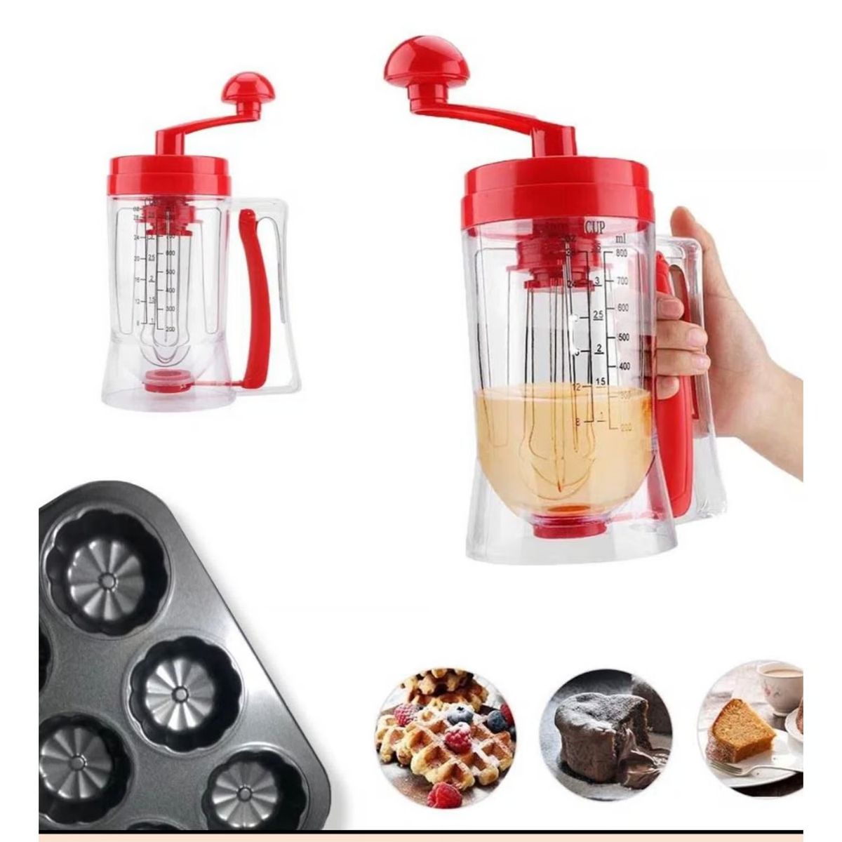 GENERICO - Mezclador Dispensador Masa Pancake Cupcake Waffles