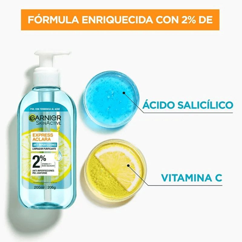 GARNIER - Gel Limpiador Garnier Anti-Imperfecciones Express Aclara 200 ML