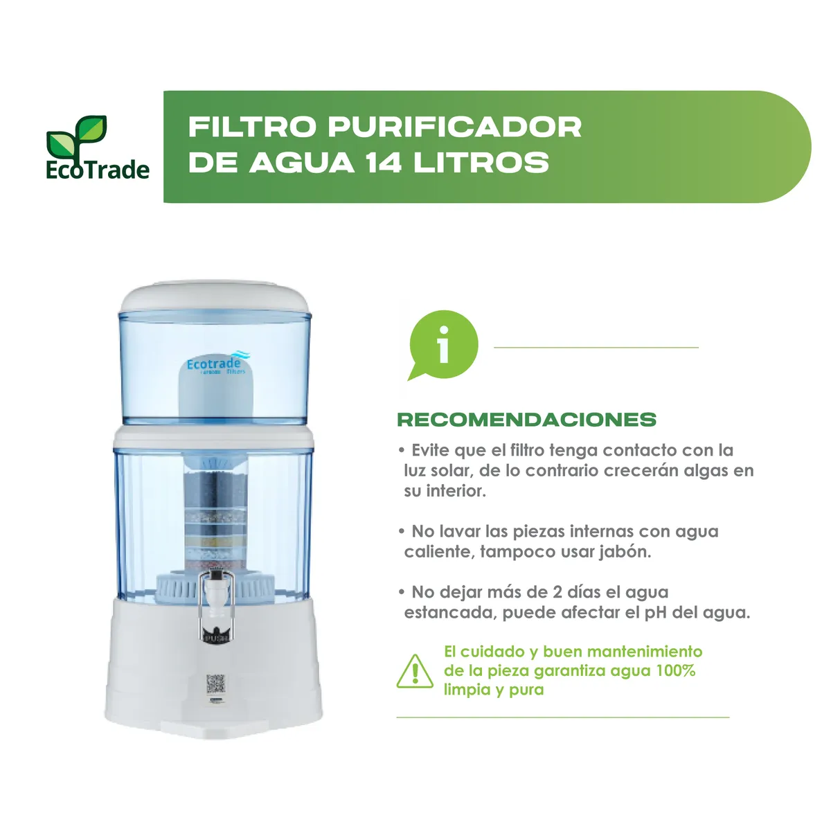 ECOTRADE FILTERS - Filtro Purificador De Agua Casero 14 Litros Ecotrade Filters