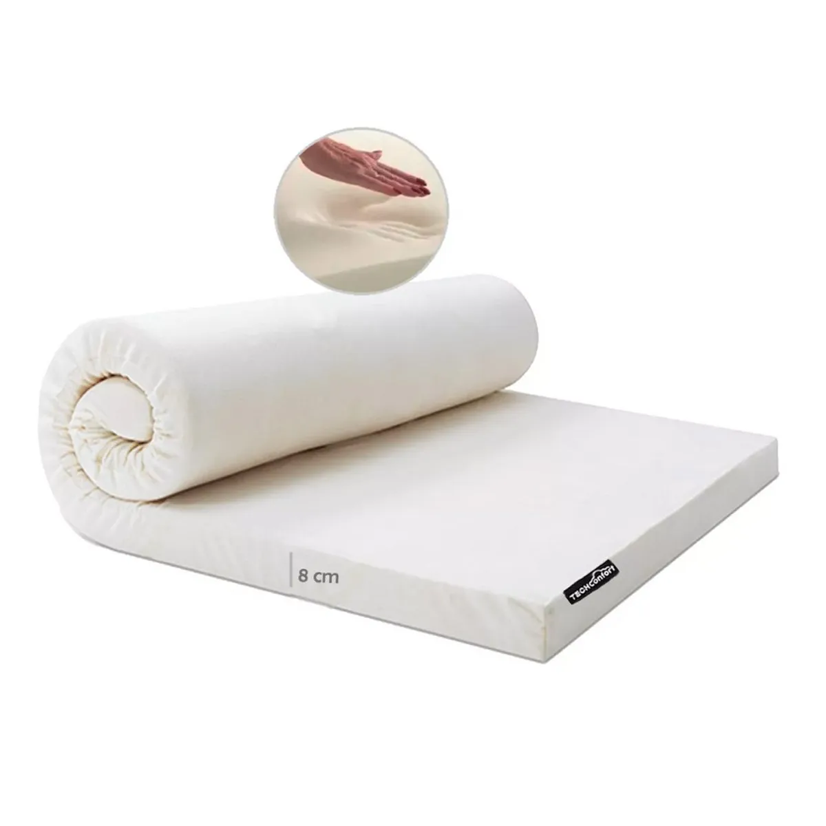 TECHCONFORT - Sobrecolchón Topper en viscoelástica memory foam 140x190x8cm
