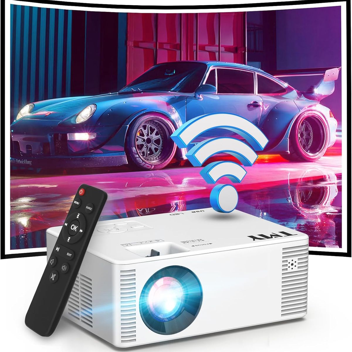 AMERICAN GENERICS - Proyector TMY con WiFi y Bluetooth - Resolución nativa 1080P