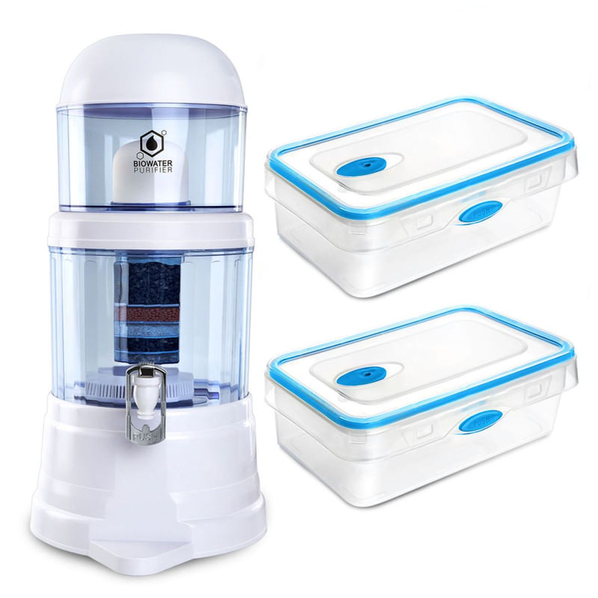 CHEF MASTER - Filtro de Agua Chef Master +2 Recipientes Para Cocina Tapper Azul