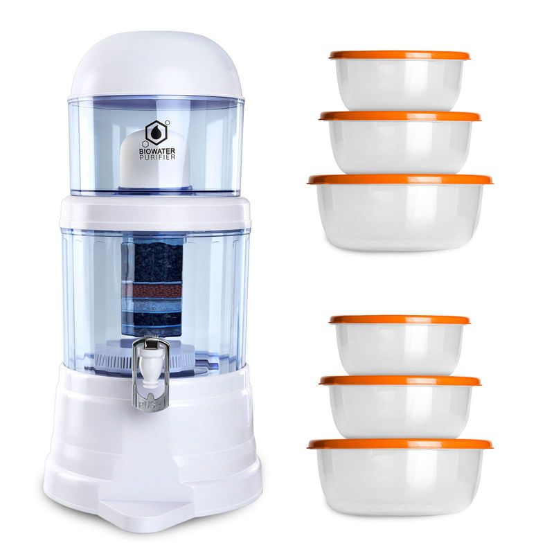 CHEF MASTER - Filtro Purificador Agua Chef Master +6 Recipientes Plásticos Naranja
