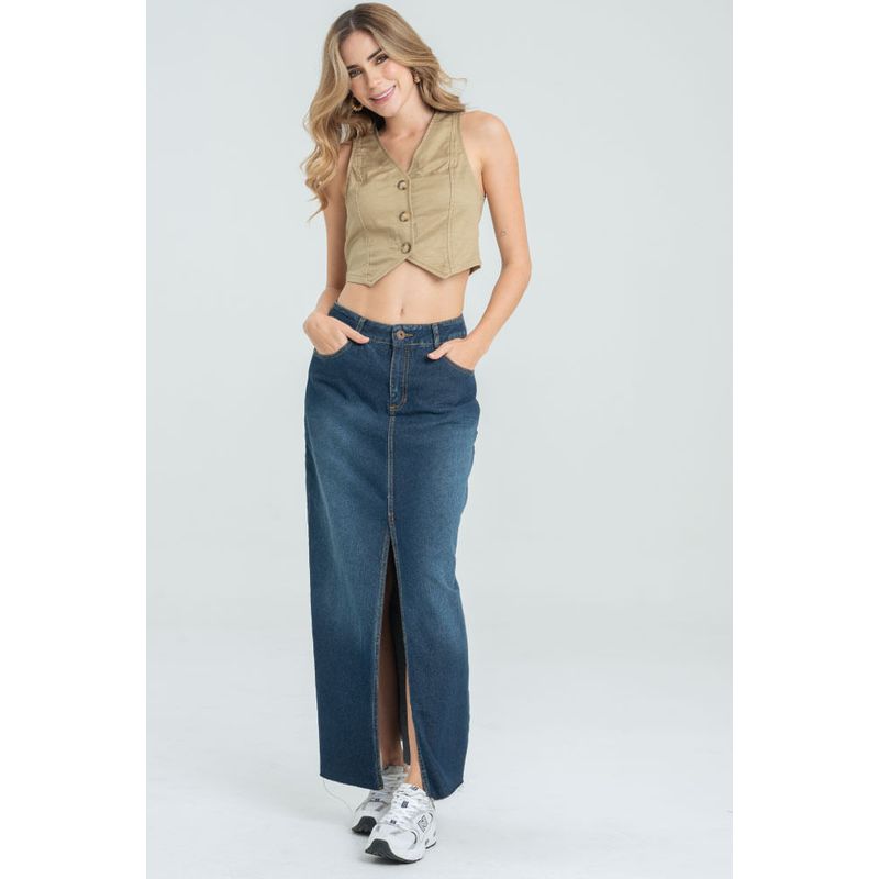 RAGGED - Falda larga denim Azul oscuro Ragged
