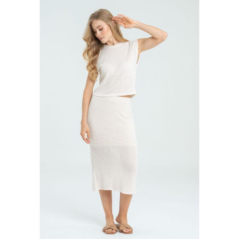 RAGGED - Falda midi tejida Beige medio Ragged