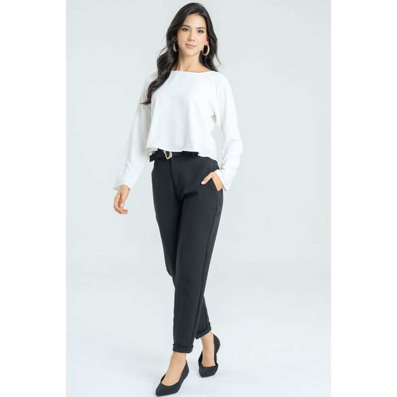 RAGGED - Pantalon bolsa de papel Negro Ragged