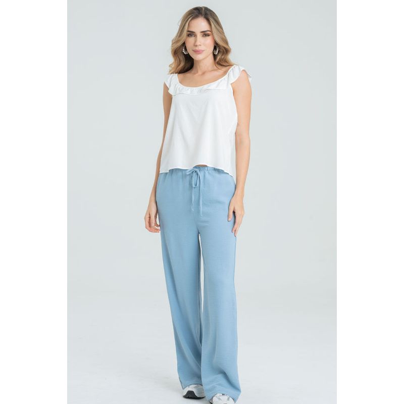 RAGGED - Pantalon twill Azul hortensia Ragged