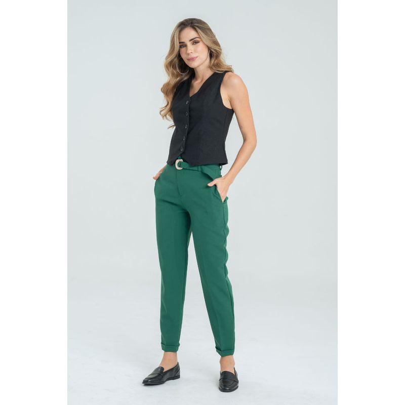 RAGGED - Pantalon bolsa de papel Verde oscuro Ragged