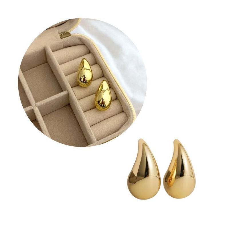 GENERICO - Aretes Gota Chunky Grande Dorado
