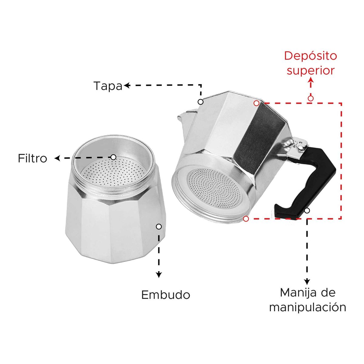 TRIPLE CLEAN - Cafetera Moka de 14 tazas - 850 ml