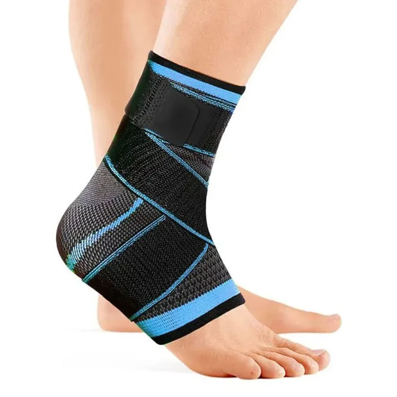 GENERICO - Tobillera Deportiva Ajustable - Negro - Azul Talla L