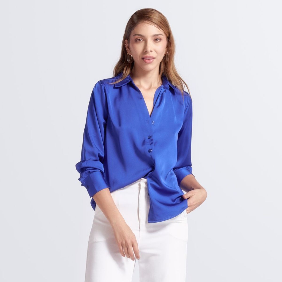 DEREK - Camisa Para Mujer Manga Larga En Satín Derek